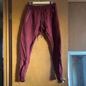 Kith Men’s Burgundy Drawstring Joggers with Zip Pockets
